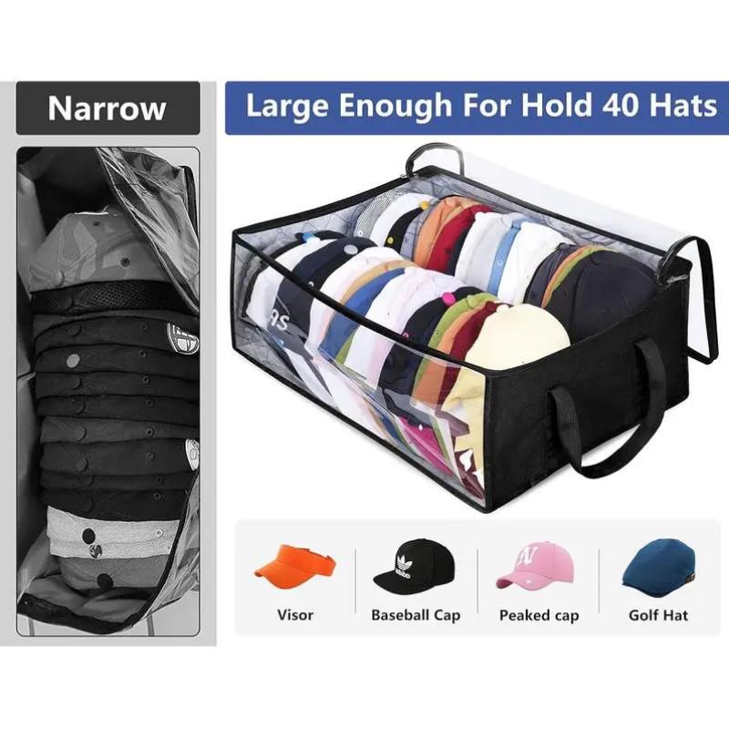 Wide Brim Hat Storage Rack, Baseball Cap Organizer, Large Capacity Hat Hanger, Closet Hat Holder, Holds Up to 40 Hats, Hat Storage Bag