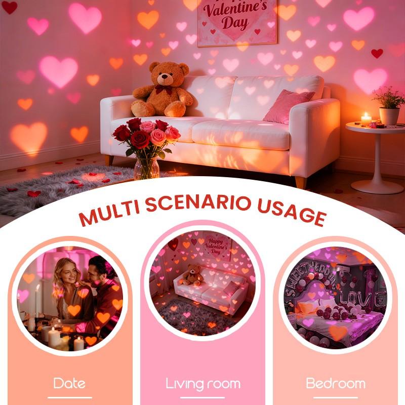 USB Powered Love shape projection light, Dynamic rotating projection lamp with Love Patterns for Indoor and Outdoor Festive Decorations, Valentine'S Day, New Year, Wedding Parties