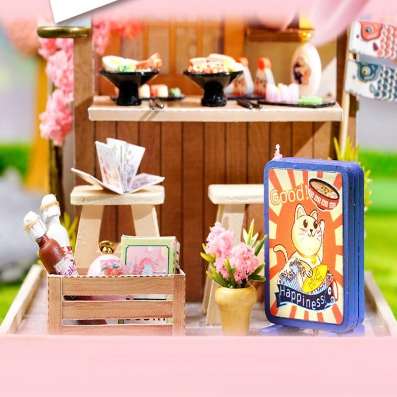 DIY Japanese Cherry Blossom Restaurant Book Nook Kit, Creative Handmade Art Craft Model, Perfect Gift for Holidays and Birthdays