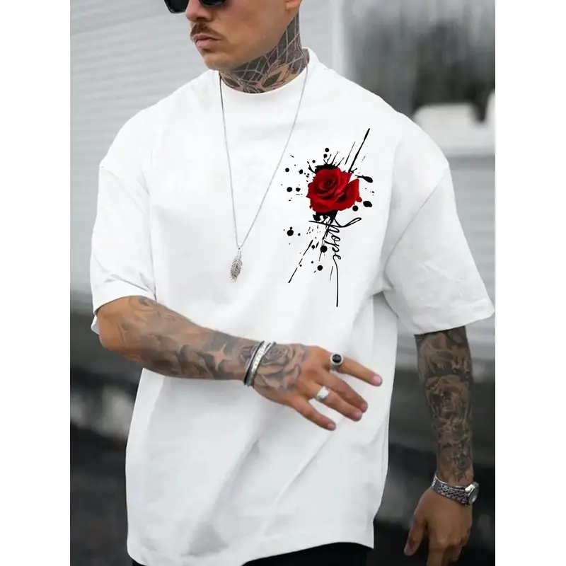 Manfinity Homme Men Rose Print Tee