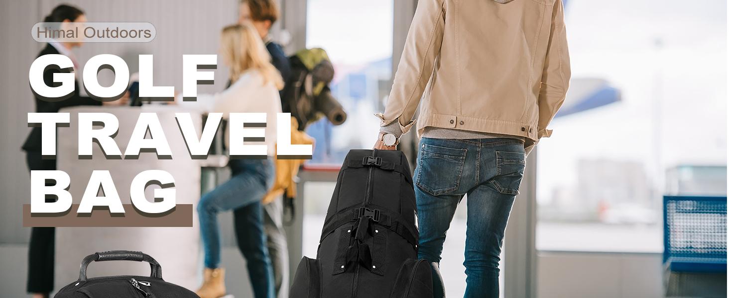 Himal Outdoors Golf Travel Bag - Heavy Duty 600D Polyester Oxford Wear-Resistant, Excellent Zipper Universal Size with Wheels, Soft-Sided Golf Club Travel Cover to Protect Clubs