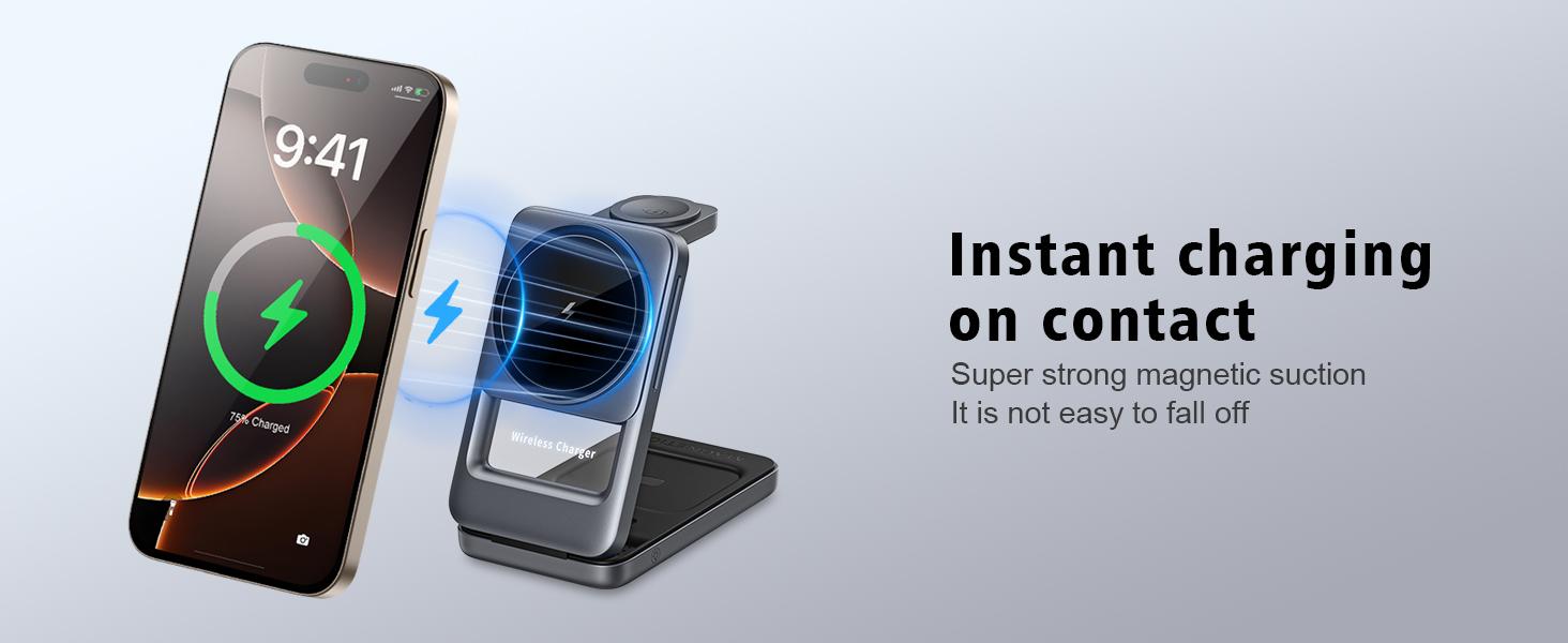 3 in 1 Magnetic Wireless Charging Station Mag-safe Charger Stand Magnetic Charger Dock 15W for iPhone 16 15 14 13 12 Series, For iwatch 3- 10 SE/Ultra, For Air 2-4 Pro, Space-saving, Exquisite Gift 3 in 1 Magnetic Wireless Charging Station Mag-safe Charger Stand Magnetic Charger Dock 15W for iPhone 16 15 14 13 12 Series, For iwatch 3- 10 SE/Ultra, For Air 2-4 Pro, Space-saving, Exquisite Gift