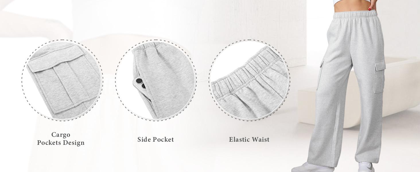 JEKAOYI Womens High Waist Cargo Sweatpants Baggy Lightweight Fleece Version Cargo Casual Workout Jogger  Solid Color Pants with Pockets #TikTokShopHolidayHaul SpringStatements
