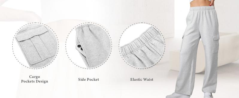 JEKAOYI Womens High Waist Cargo Sweatpants Baggy Fleece Casual Workout Jogger Solid Color Pants with Pockets JEKAOYI Womens High Waist Cargo Sweatpants Baggy Fleece Casual Workout Jogger Solid Color Pants with Pockets