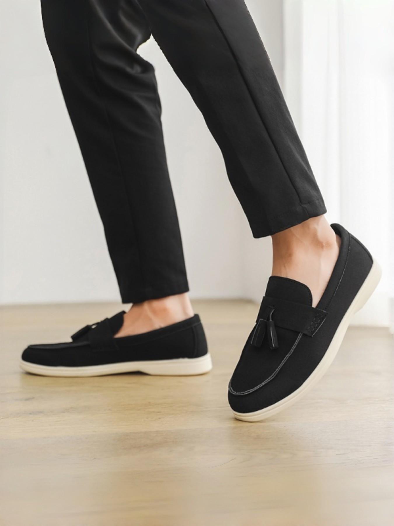 Men's Canvas Loafer Shoes with Fringe, Casual Slip-On Design, Soft Sole, Perfect for Daily Commute & Lazy Wear
