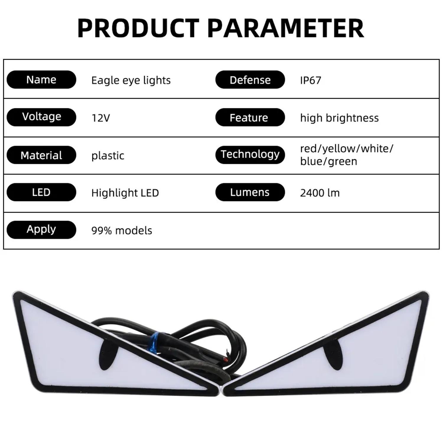 2pcs Motorcycle LED Devil Eyes Lights LED Eagle Eye Lights High Brightness Triangle Demon Eye Neon for Cars & Motorcycles Fun Atmosphere Light, Driving Assist Light, Motorcycle Mini Turn Signal Flasher Tail Lamp Car Decoration Lights 12V LED Light for Any