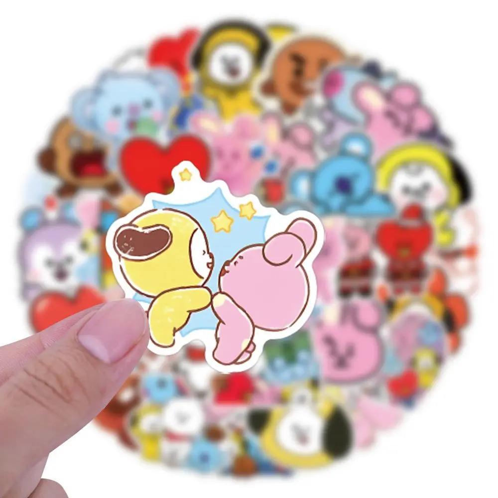 New BT21 koya RJ Shooky Mang Chimmy Cooky 55 Stickers High Color Value Cartoon Printed Phone Case Desktop Waterproof Decoration