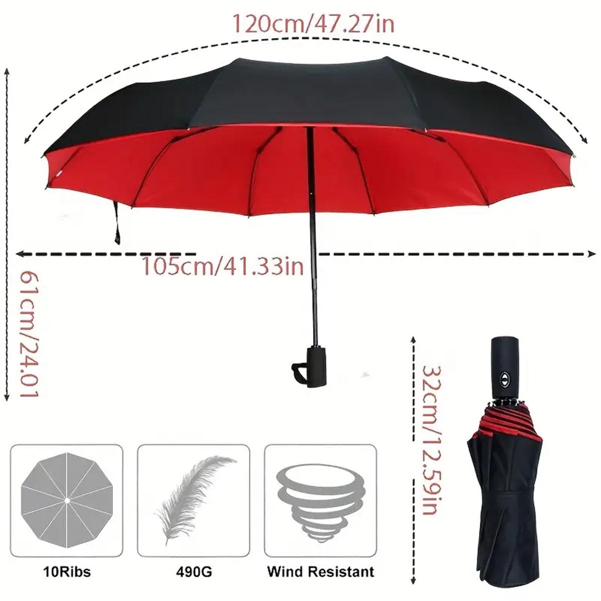 Luxury Business Umbrella, Windproof Sunscreen Folding Umbrella, Automatic Open, Double Layer 10 Rib Design, Lightweight & Portable