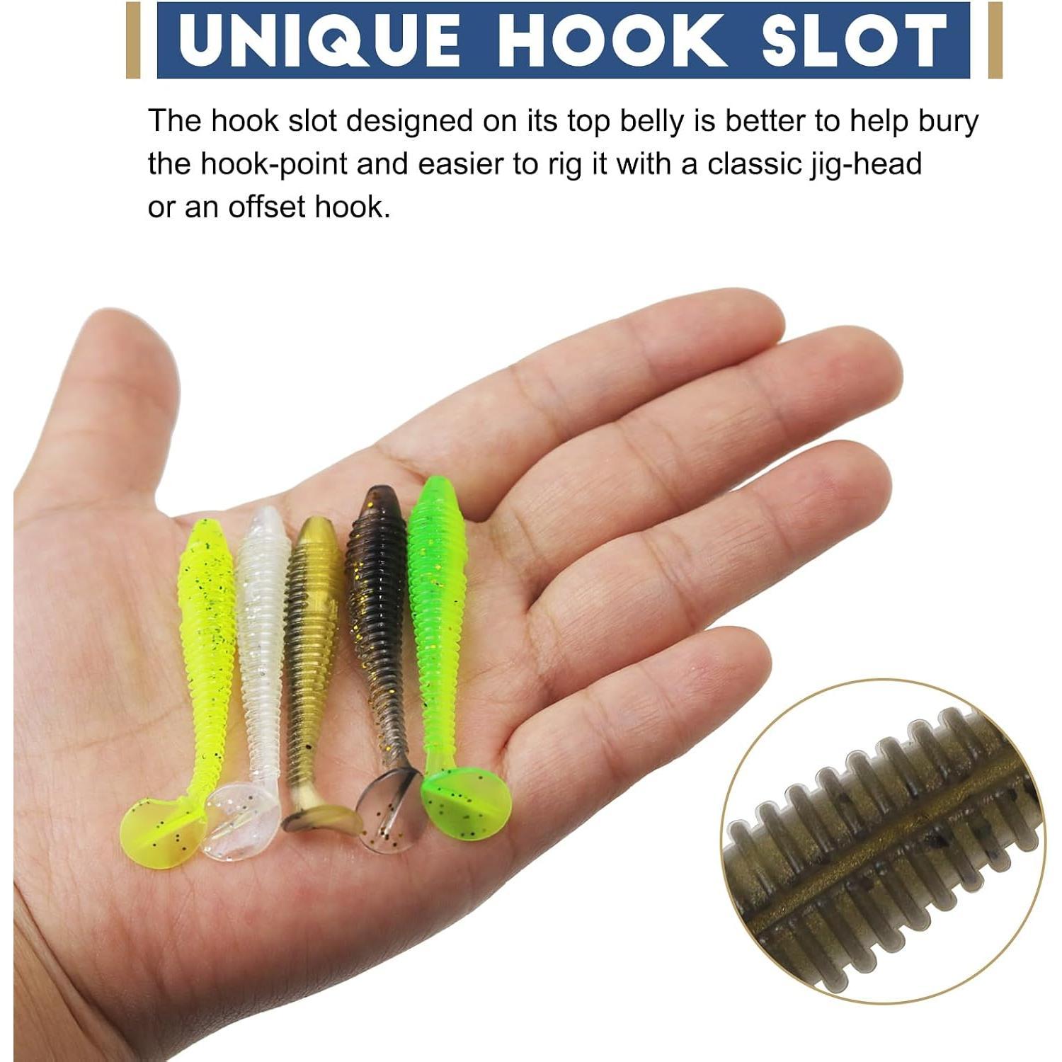 50/40/30Pcs Paddle Tail Swim Baits Lures Fishing Soft Plastic Lure Kit for Bass Trout Walleye Crappie 5.5cm 6.5cm 7.5cm