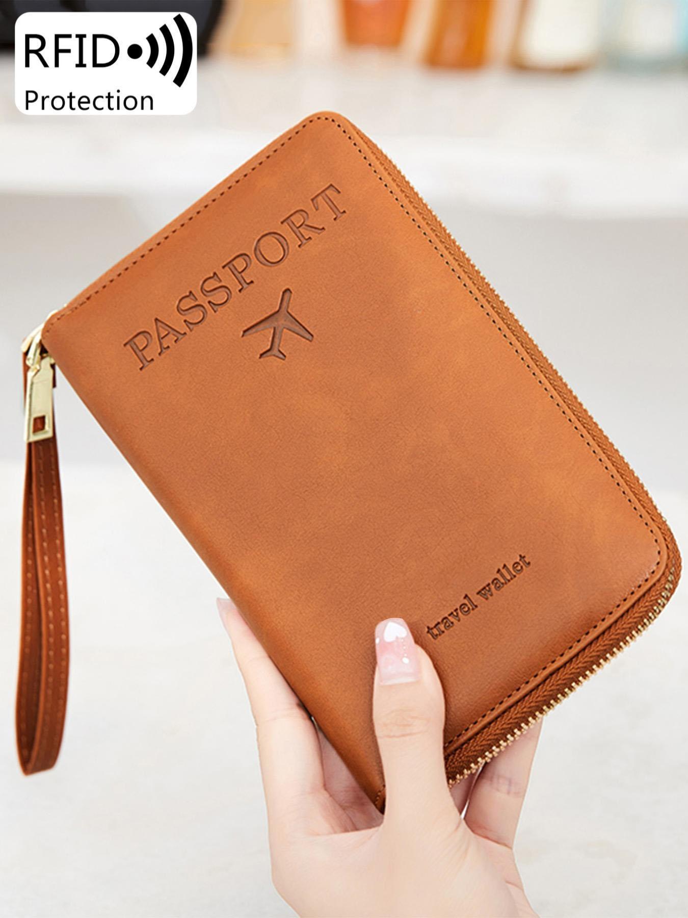 Summer Simple Plain Passport Cases, Gifts for Girlfriend, Multi-functional Zipper Travel Card Holder, RFID Blocking Card Holder, Travel or Business Trip Air ticket storage Document ,Fashion Wallet Travel Accessories 2025, Earthtone Fall Freshness,
