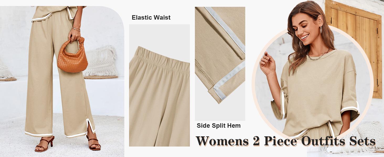 Danedvi Womens Plus Size L-5XL Lounge Sets 2 Piece Outfits Short Sleeve Pullover Tops Wide Leg Pants Summer Travel Outfits Danedvi Womens Plus Size L-5XL Lounge Sets 2 Piece Outfits Short Sleeve Pullover Tops Wide Leg Pants Summer Travel Outfits