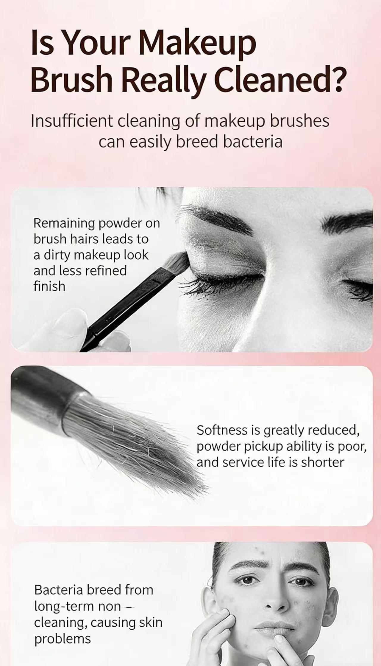 USB Plug-In Electric Makeup Brush Cleaner, Home Lazy Wash & Dry All-In-One Multi-Brush Storage, Essential Beauty Tool