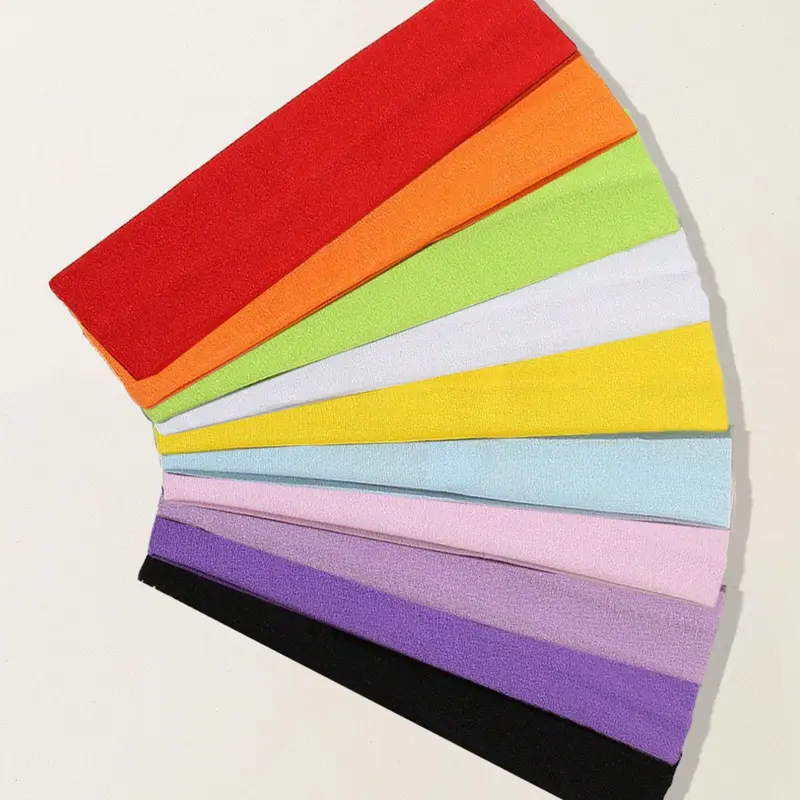 Women's Sporty Minimalist Solid-Color Hair Bands, 10pcs Casual Multicolor Hair Bands for Women and Girls, Elastic Sweat-Wicking Stretchy Headbands for Workout and Sports, Fashion Hair Accessories