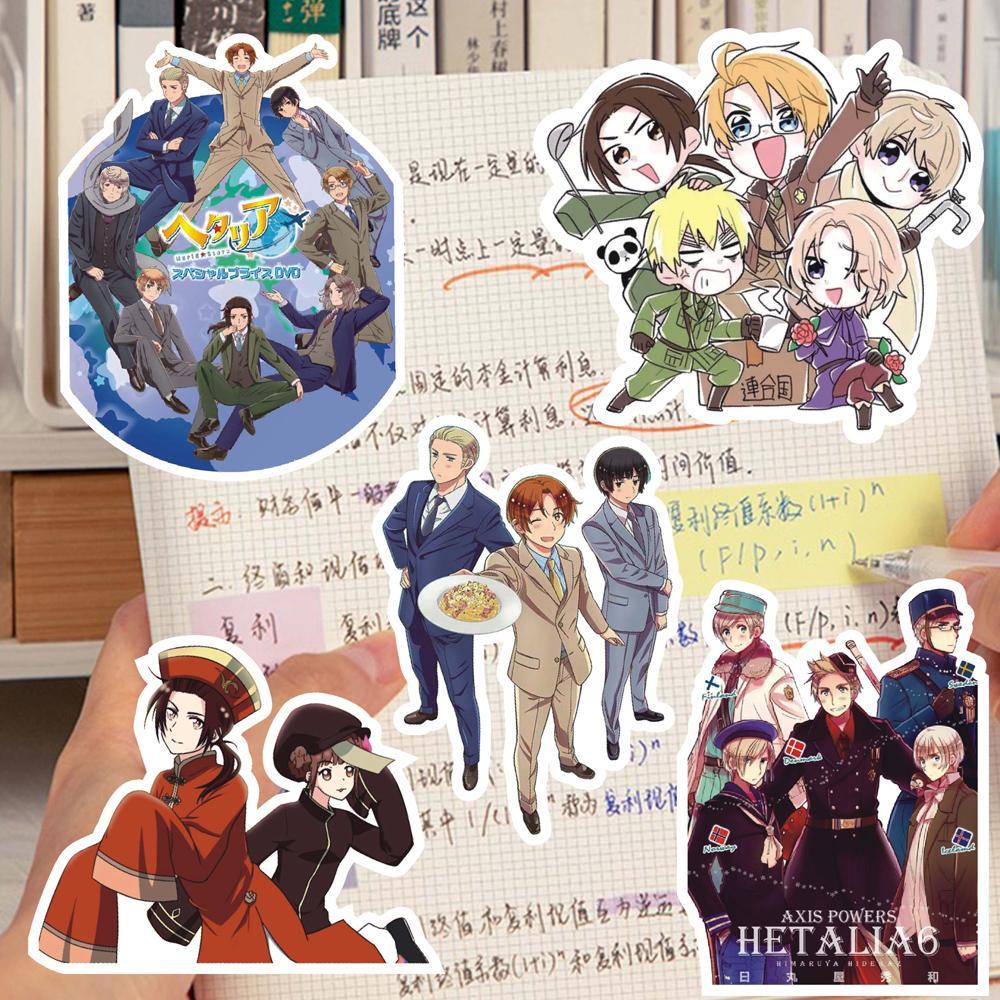 65Pcs Hetalia APH Anime Peripheral Stickers DIY Handbook Decoration Phone Case Cup Skateboard Waterproof Graffiti Stickers