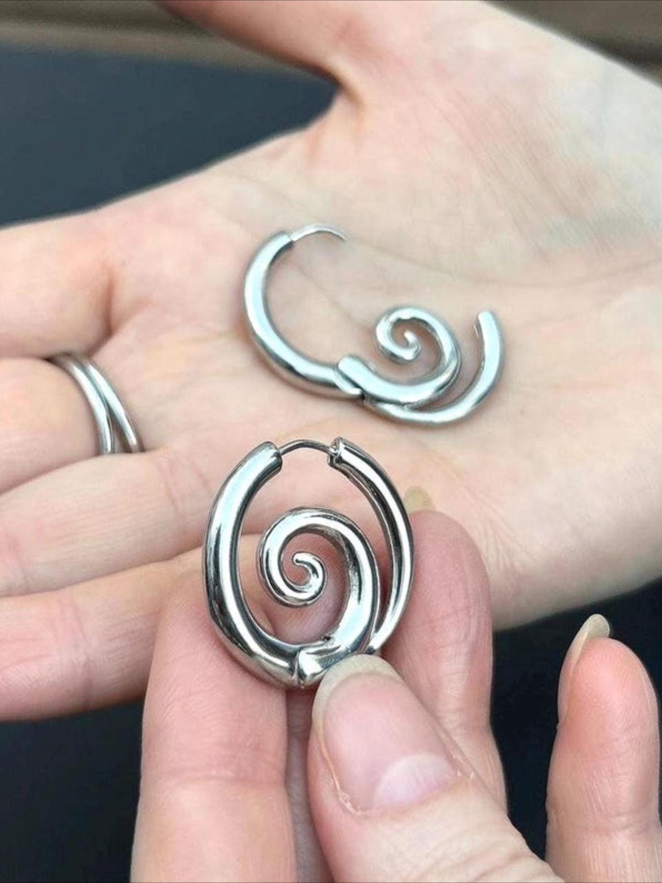 Fashion Geometric Spiral Circle Earrings, Simple Design Women Daily Commute Versatile Party Metal Earrings, Elegant Minimalist Earrings, Smooth Surface