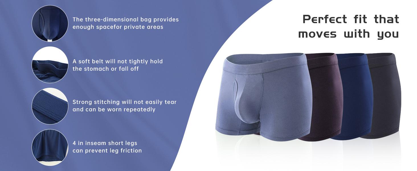 BAMBOO COOL Men's Seamless Soft Comfy Plain Briefs 4-Pack - Solid Color Minimalist Trunks, Soft Waistband, Breathable Moisture-Wicking Fabric, No-Ride-Up Design, Elastic Belt (Beige, Black, Purple, Gray, Red), Soft Comfy Brief