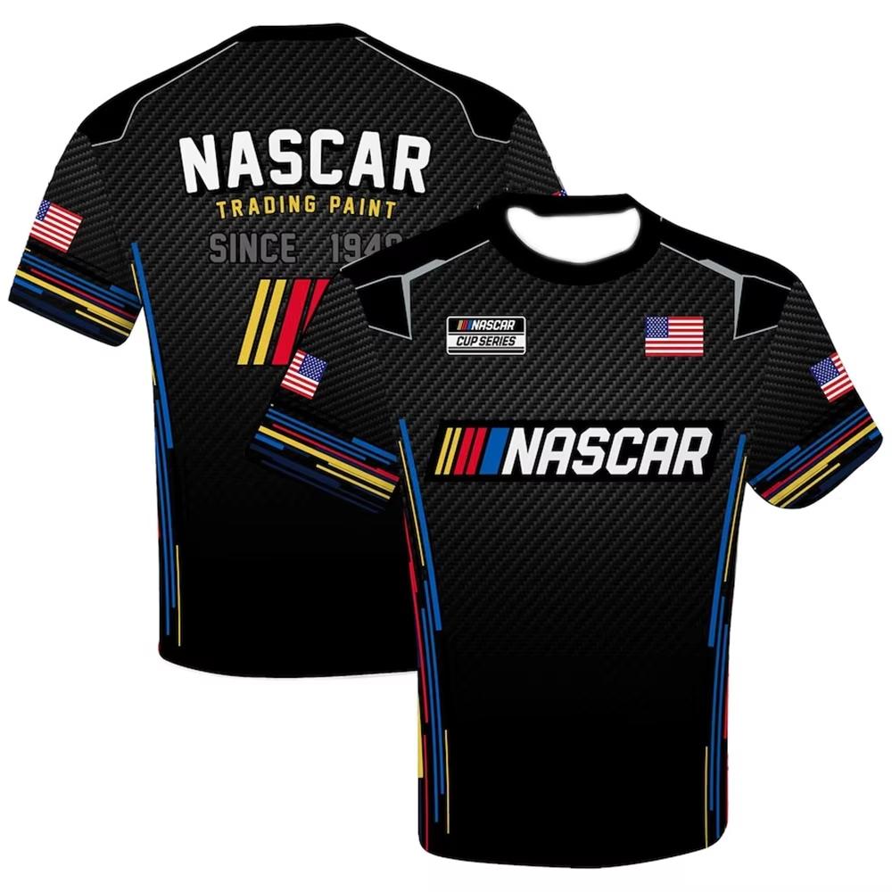 Men's Round Neck Tops NASCAR Checkered Flag Sports Uniform Breathable Quick-Drying T-Shirt Unisex Casual Tees Beachwear Surfing