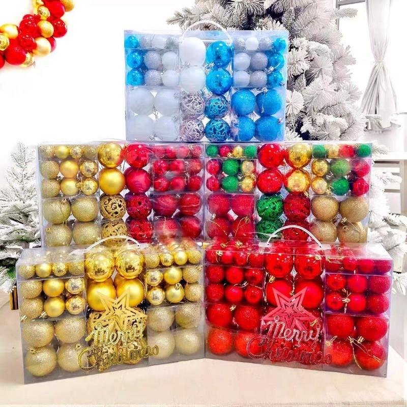 102pcs/Set Christmas Ball Ornaments Storage Box Set Baubles Classic Traditional Luxury Glam Aesthetic Shatterproof Shiny Matte Glittery Red Silver Gold Blue Green Star Topper Home Tree Decor Christmas Decorations