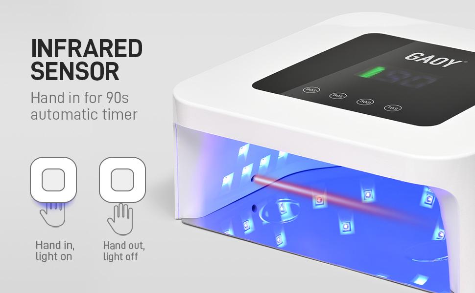 GAOY Cordless UV LED Nail Lamp for Gel Nails, Rechargeable UV Light, Professional Nail Dryer with 4 Timers, Automatic Sensor and Sensitive Mode for Fast Curing, White