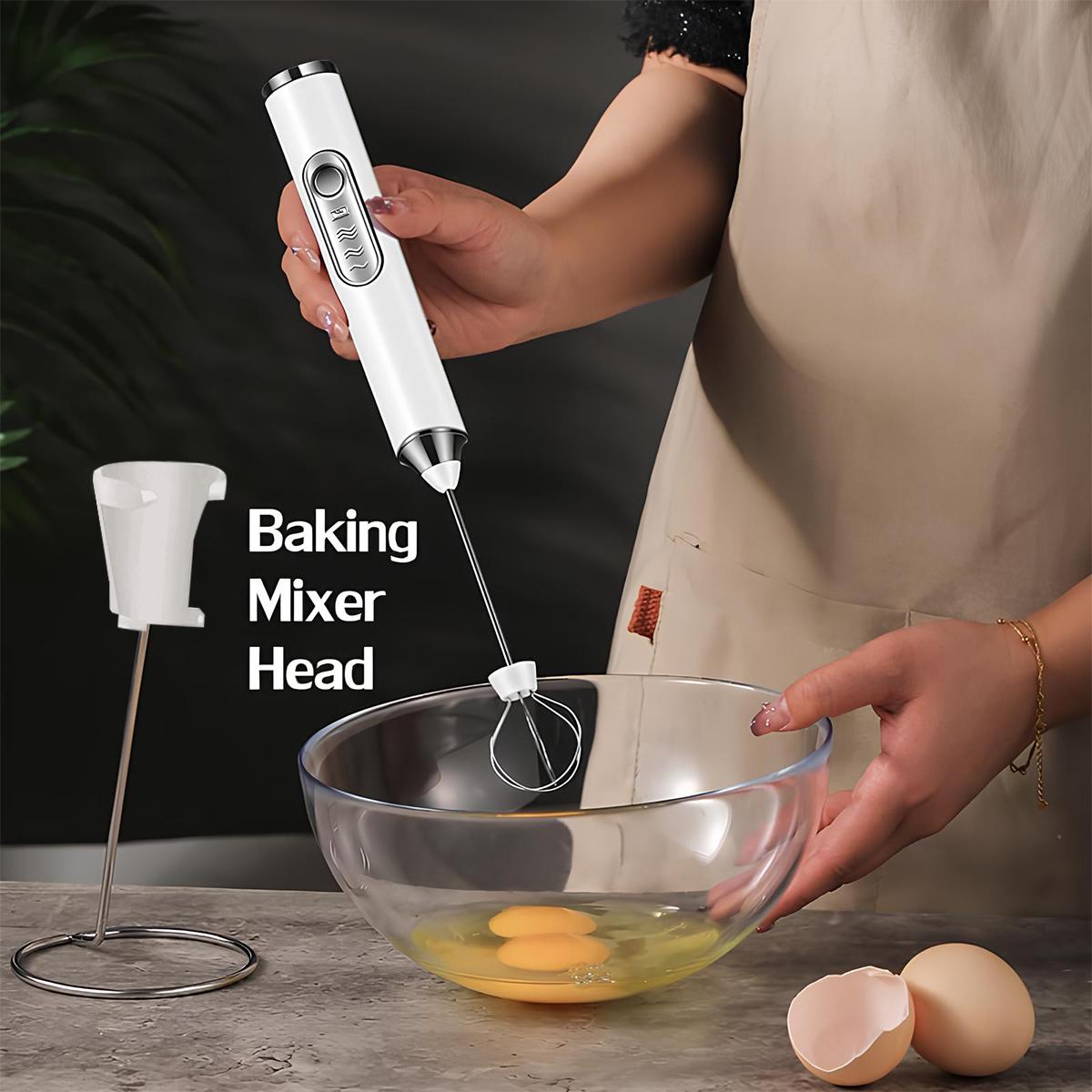Milk Frother Handheld with 3 Heads, Mix Fruit juice powder, Electric Whisk Drink Foam Mixer with USB Rechargeable 3 Speeds, Mini Frother for Coffee Latte, Cappuccino, Hot Chocolate, Egg