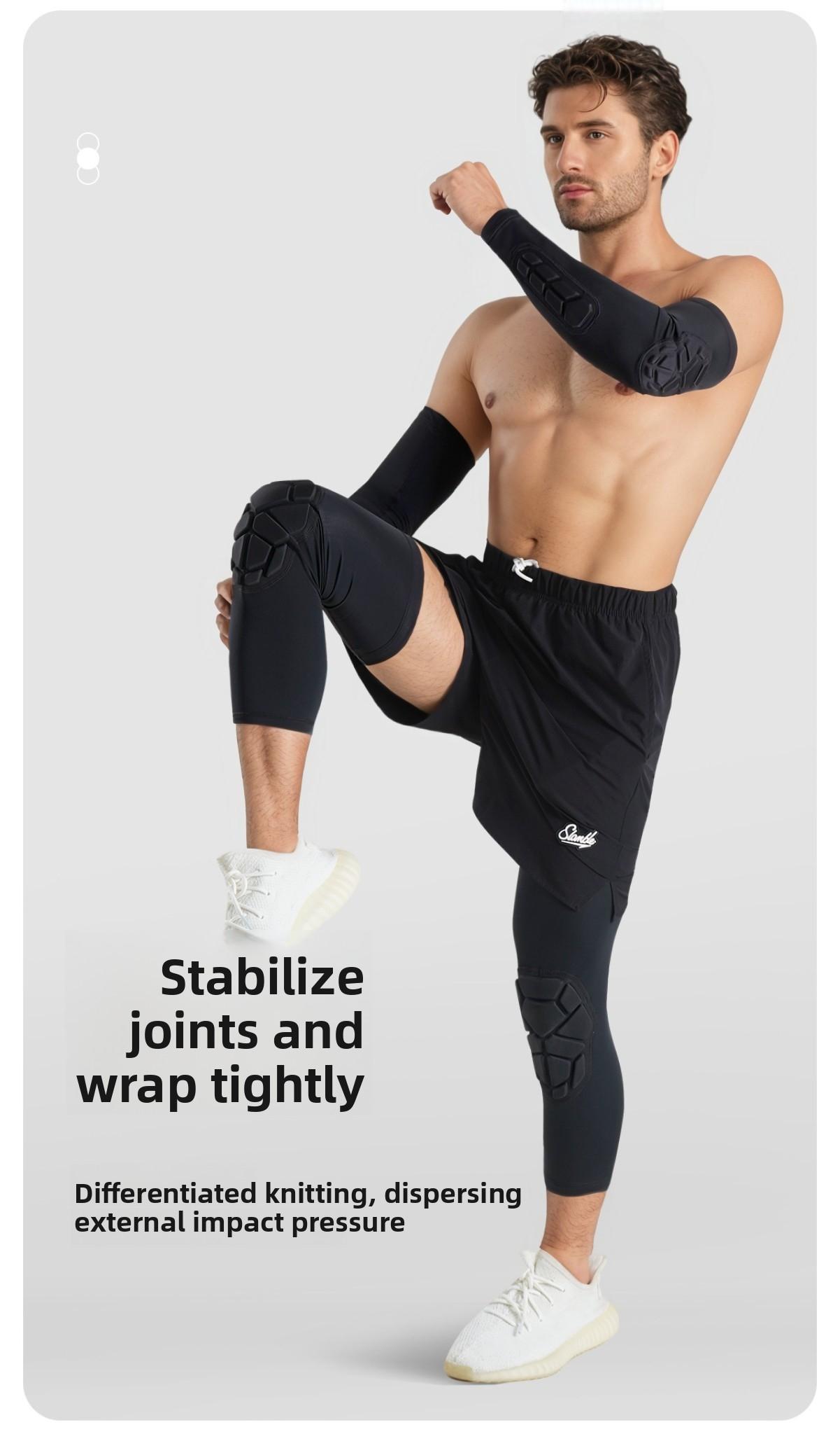 Adjustable Knee And Elbow Protector Set With Honeycomb Shock Absorption For Men Suitable For Basketball Soccer Running Cycling Fitness Dancing Shooting And All Ball Games Durable Breathable Support Gear For Training Competition And Daily Sports Use