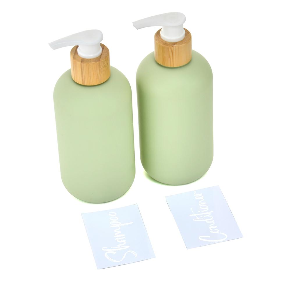 Elegant Bathroom Accessories Set, Fashion Design Liquid Soap Dispenser, Shampoo Dispenser, Perfect for Storing Lotion, Wall Mounted, 2 Piece Kit