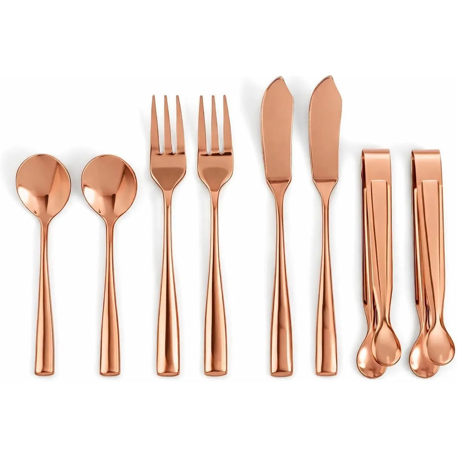 Copper Charcuterie Utensil Set of 8, Includes Forks, Knives/Spreaders, Spoons, Tongs