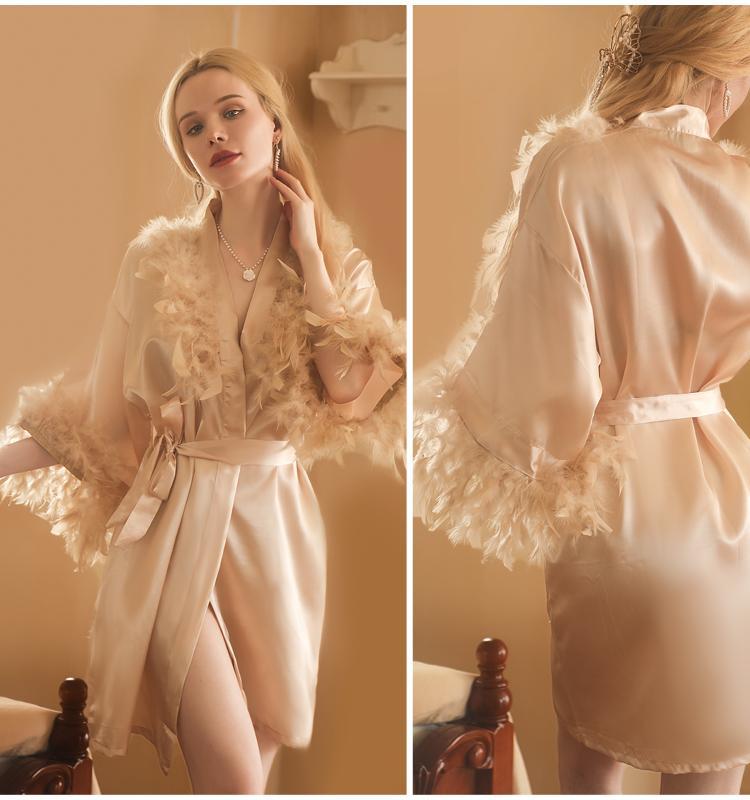 Elegant Feather Bride Robe Personalized Name and Date Robe Bride Bridesmaid Bathrobe Birthday Party Gown Add Any Text Robe