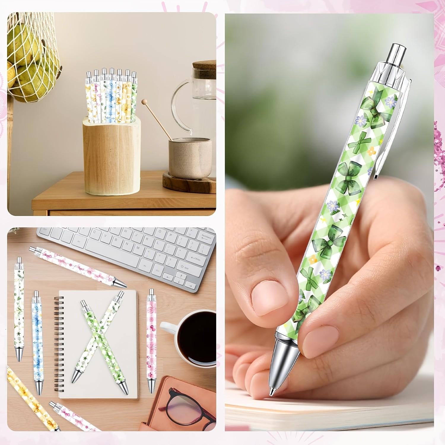 8/16/24 Pcs Flower Ballpoint Pens, Floral Pens Bulk, Floral Birthday Party Favors for Women, Black Ink Flower Fine Point, Smooth Writing Pens, Journaling Gifts Office School Teacher Coworker Supplies