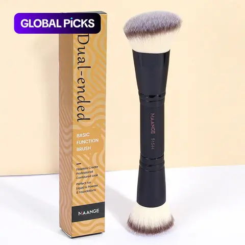 MAANGE Double-Ended Makeup Brush, Dual Ended Brushes, Multifunctional Cosmetic Brush, Complexion Brush for Foundation, Loose Powder, Highlighter and Contour, Makeup Tools for Summer Looks, Soft Bristles Brush, Cosmetics Brush #GLOBAL PICKS