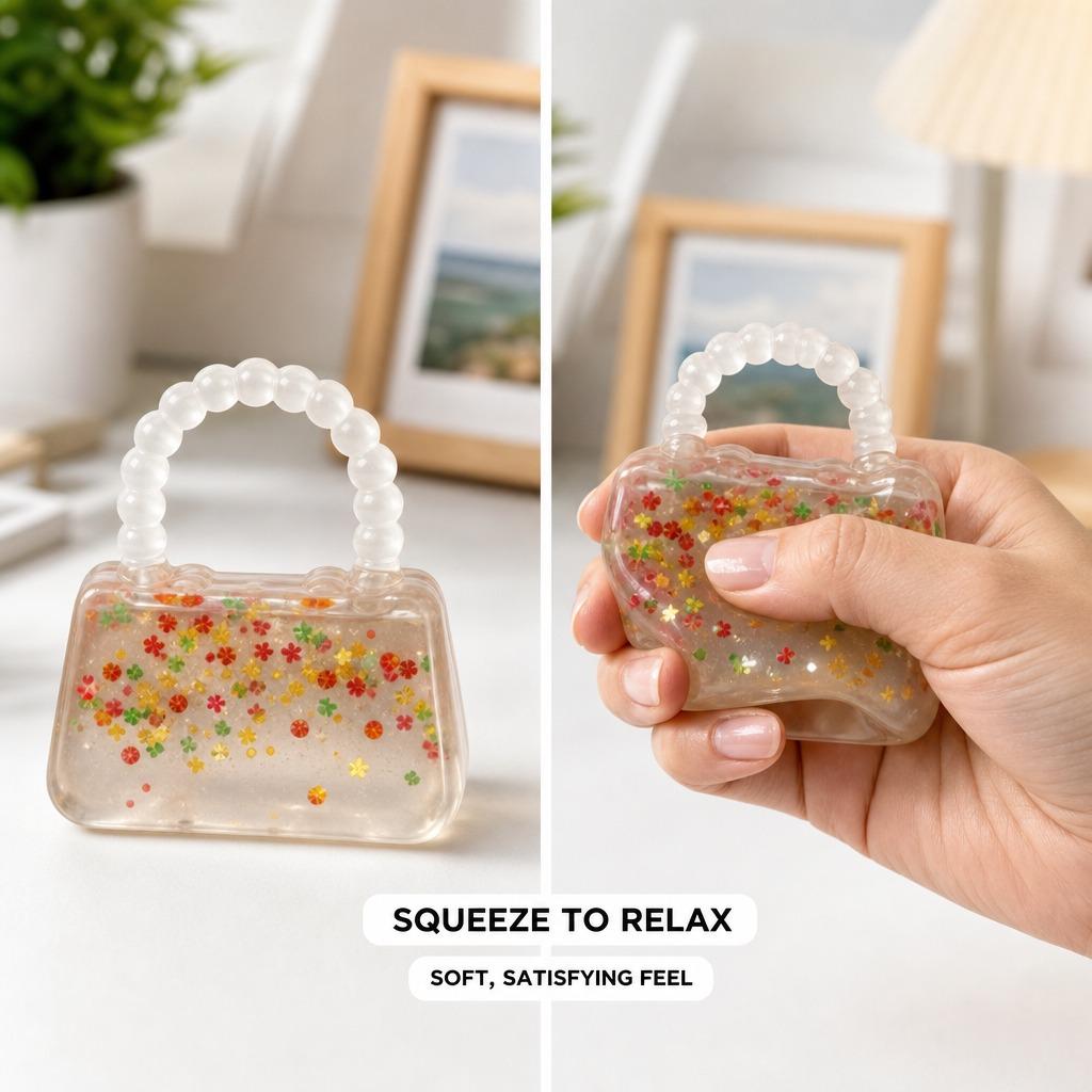 Cute Mini Bag Squishy Fidget Toy - Soft TPR Compact Desktop Ornament, Selfie Live Stream Prop, Relaxing Party Favor Gift (Phones & Electronics Selfie Accessory), Fidget Toys