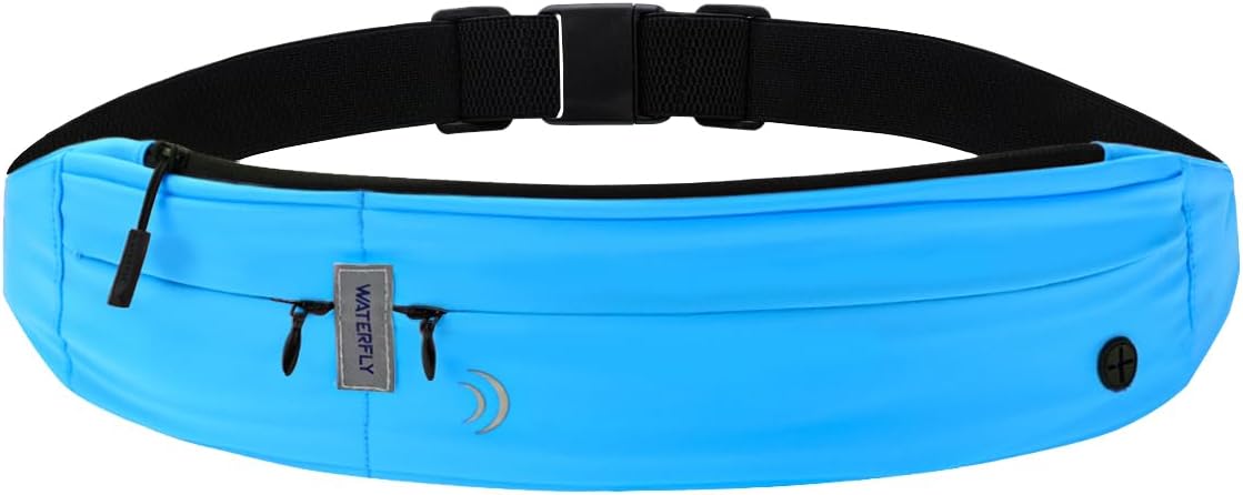 WATERFLY Slim Running Belt Fanny Pack for Women Men Phone Holder Runners Pouch Waist Belt for Workout Jogging Multifunctional Sports Bag water-resistant Outdoor Gear