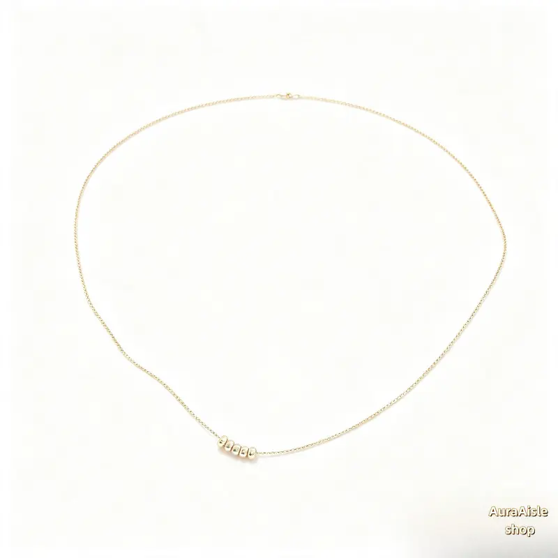 Women’s Dainty Gold‑Tone Bead Pendant Necklace, Waterproof Plated Box Chain, Minimalist Delicate Accessory For Daily Wear And Valentine’s Day Gifting