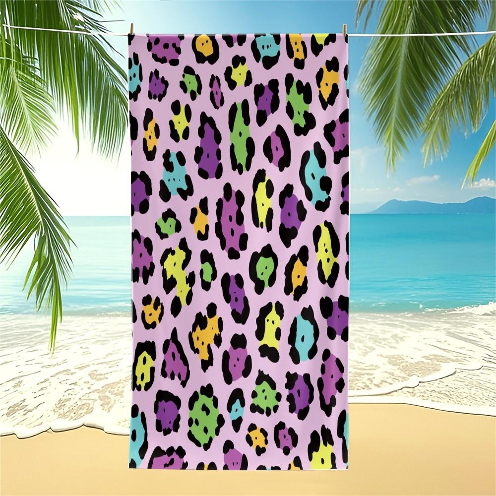 Leopard Print Beach Towel, European American Y2K Style, Quick Dry Absorbent Soft Skin-friendly, Ideal for Trendsetters Beach Pool Vacation