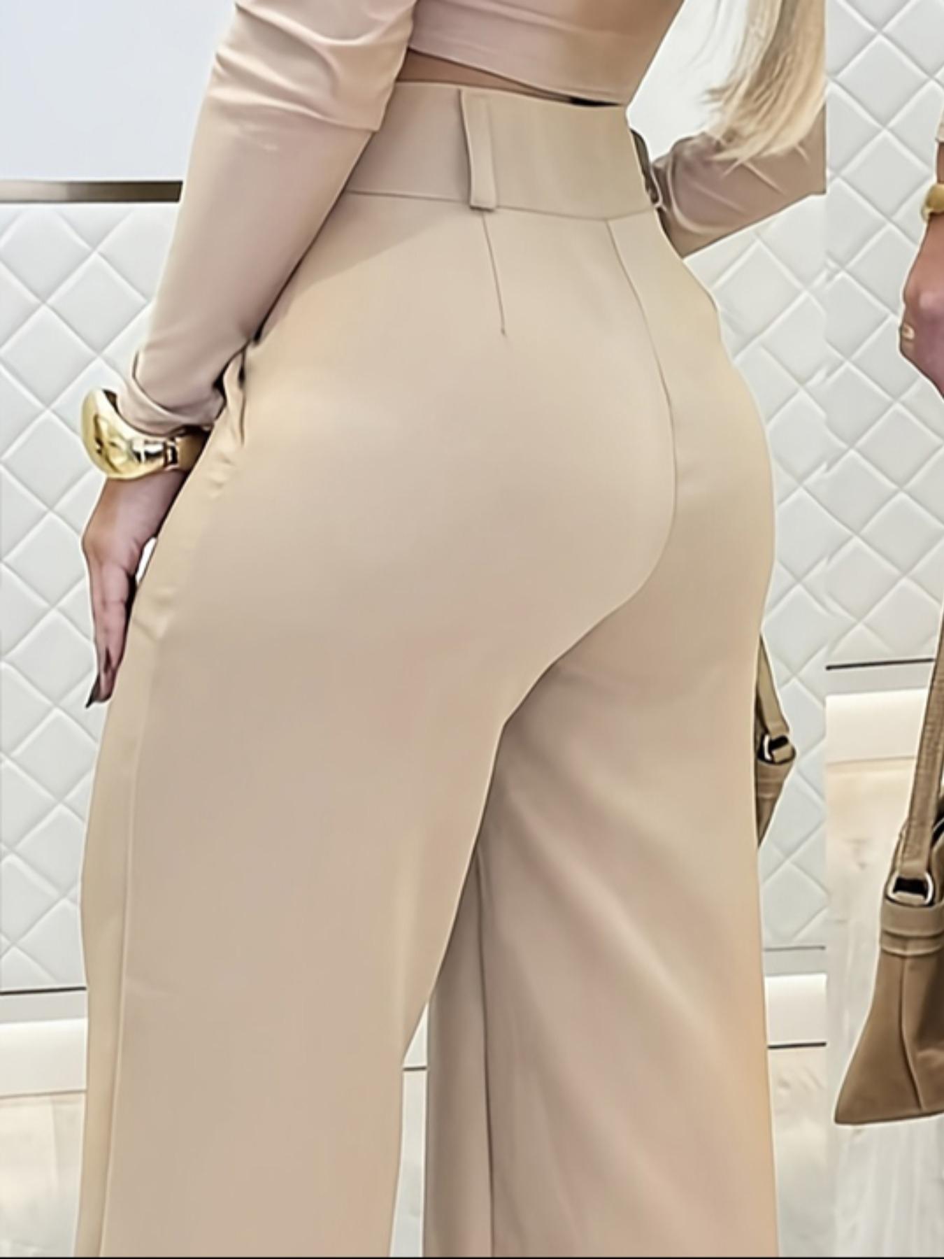 Women's Simple Wide-Leg Pants with Double Button Front, Versatile Commuter Essential Single Piece, Stylish Office Wear