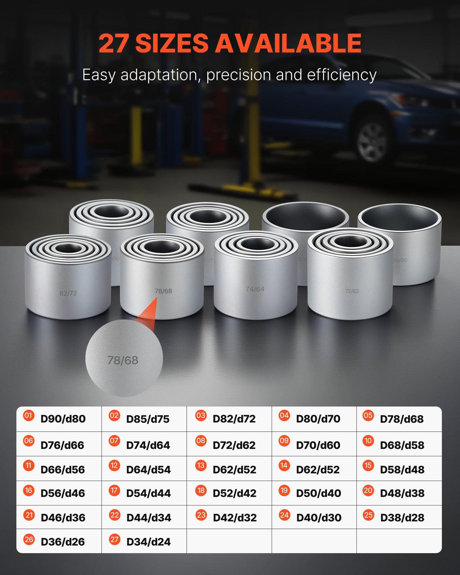 VEVOR Pull and Press Sleeve Kit, 36 PCS, Steel Bush Removal Insertion Sleeve Tools with Carrying Case, Compatible with LCV and HGV Engines, for Removing and Installing Bushings, Bearings, and Seals VEVOR Pull and Press Sleeve Kit, 36 PCS, Steel Bush Removal Insertion Sleeve Tools with Carrying Case, Compatible with LCV and HGV Engines, for Removing and Installing Bushings, Bearings, and Seals