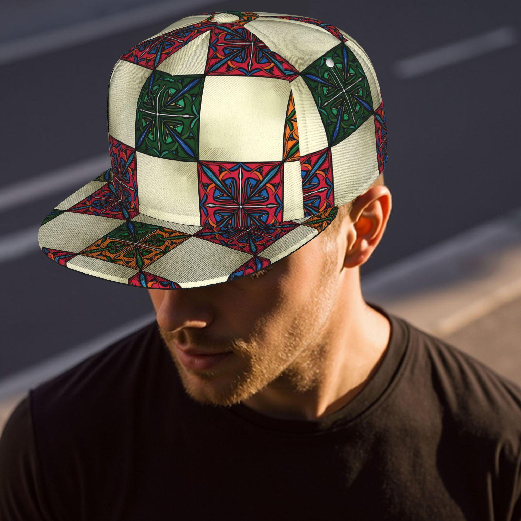 Colorful Square Tile Pattern, Unisex baseball cap, adjustable back buckle trucker cap, party baseball cap, punk-style sun hat, suitable for skateboarding, dancing and outdoor sports, all year round.