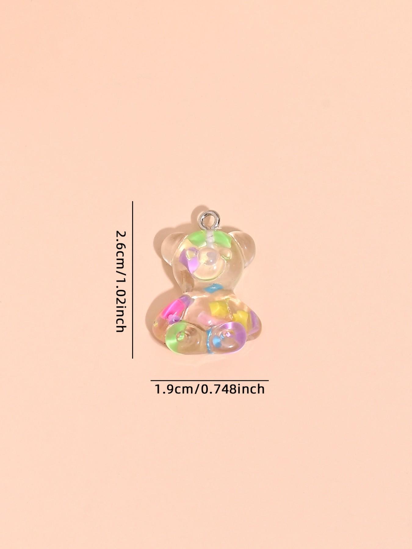 10 Cute Cartoon Bear Charms, DIY Jewelry Making, Ear Rings, Necklaces, Bracelets, Keychains, Random Colors, All Seasons Accessory