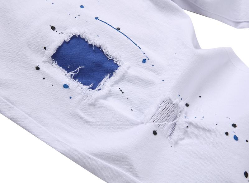 Men's Slim Fit Jeans Ripped Skinny Jeans for Men, Fashion Biker Jeans Stretch Moto Denim Pants Menswear Casual