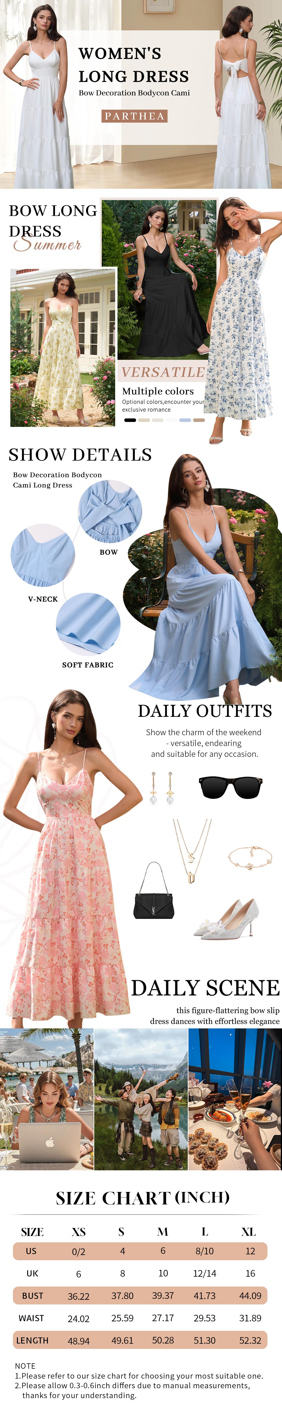 V-neck Backless Bow Decoration Bodycon Cami Long Dress,Party Holiday Dress,Seaside Leisure Vacation Long Dress