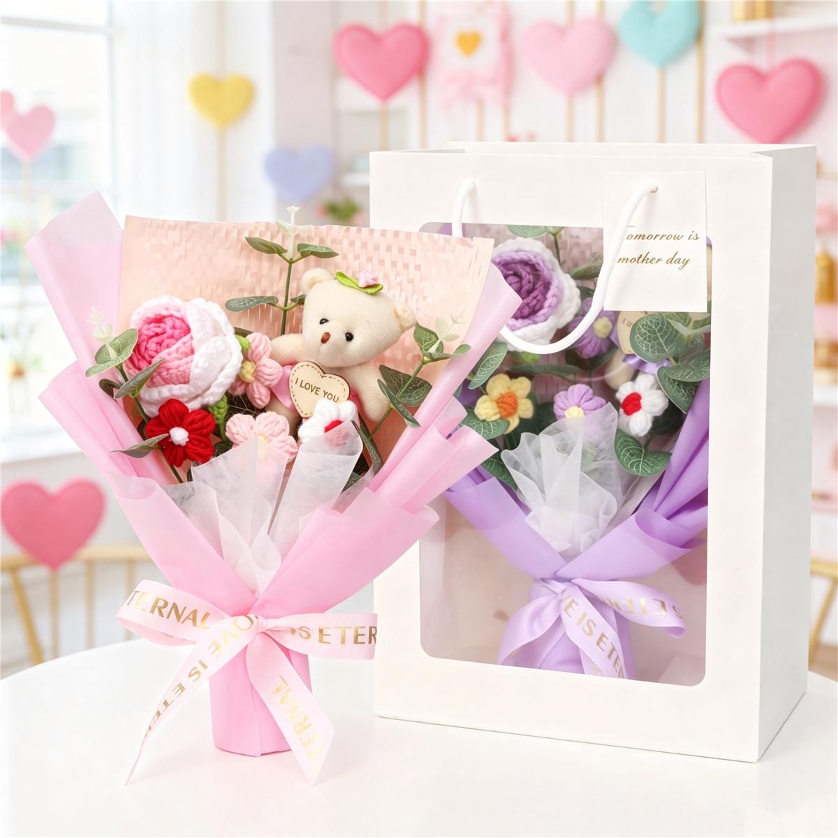 Handmade Woven Flower Bouquet, Perfect Gift for Birthday, Mother's Day, Father's Day, Teacher's Day, Valentine's Day, Christmas, Proposal, Thank You