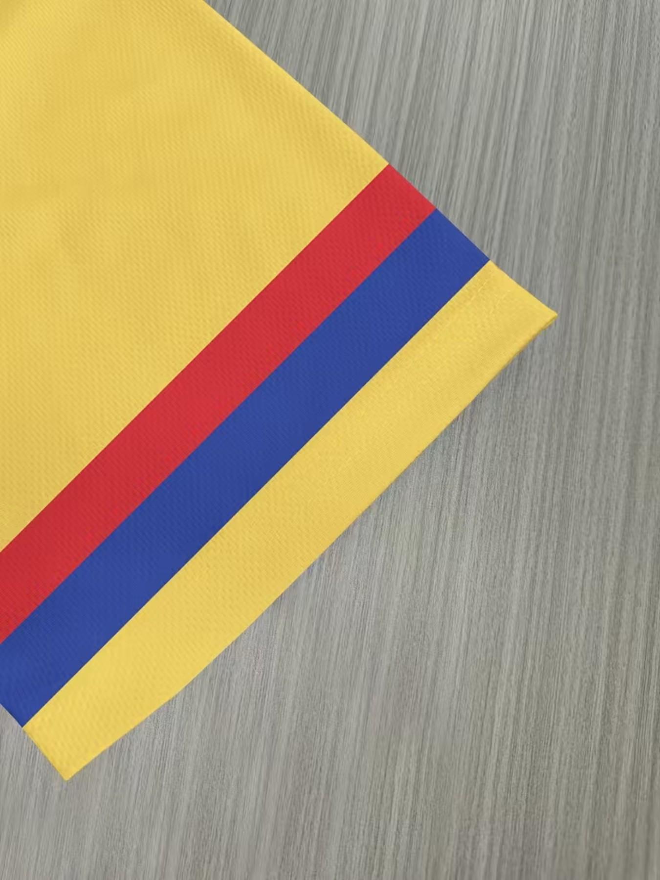 Colombia National Team Style Short Sleeve T-Shirt, Men's Casual Sporty Top, Blue Stripes, Graphic Round Neck Tee