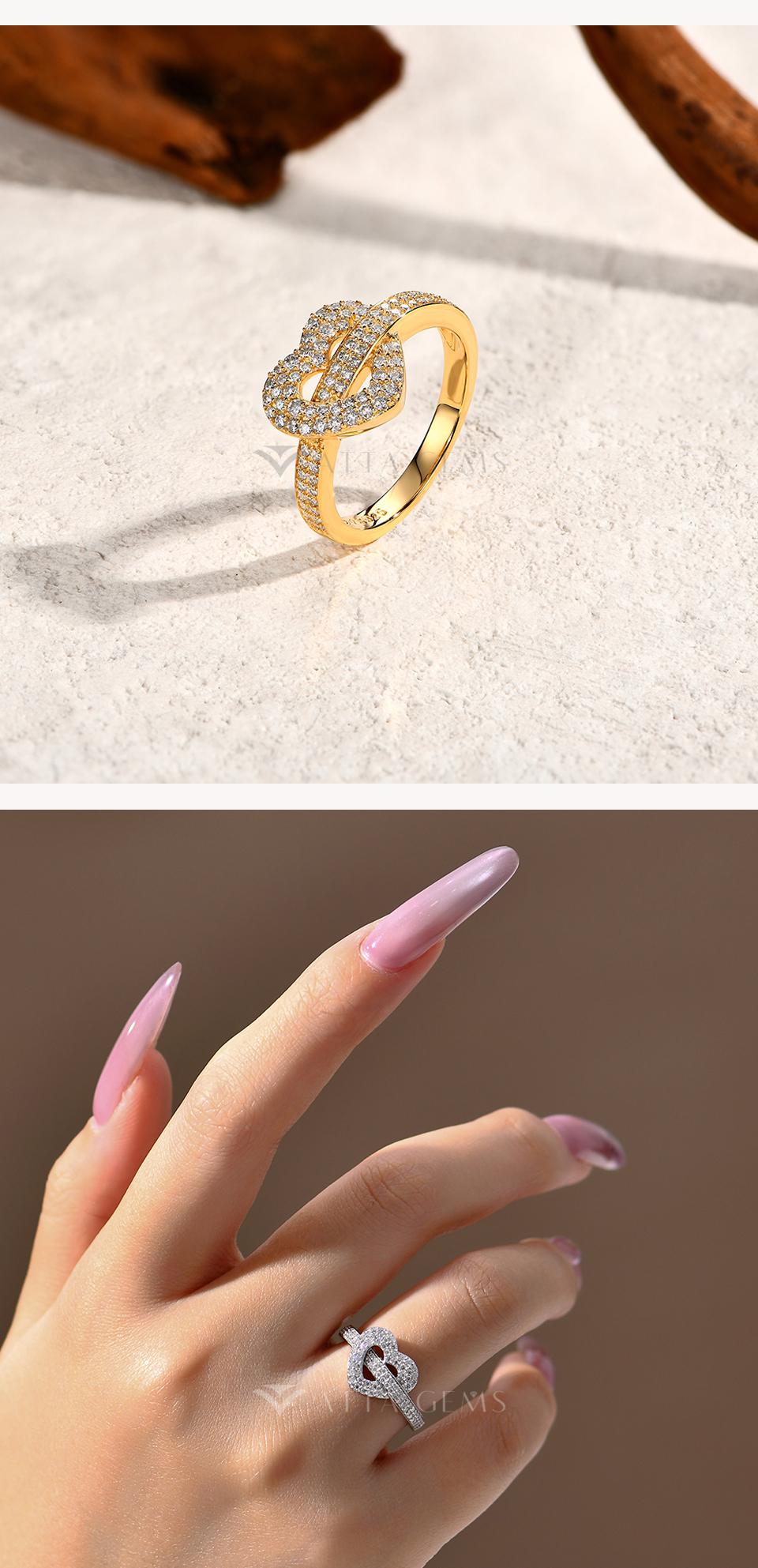 Heart Design Lab-Created Moissantie Ring for Women Fine Jewelry Shining Daily wear Mother's Day Gift R254 SpringStatements