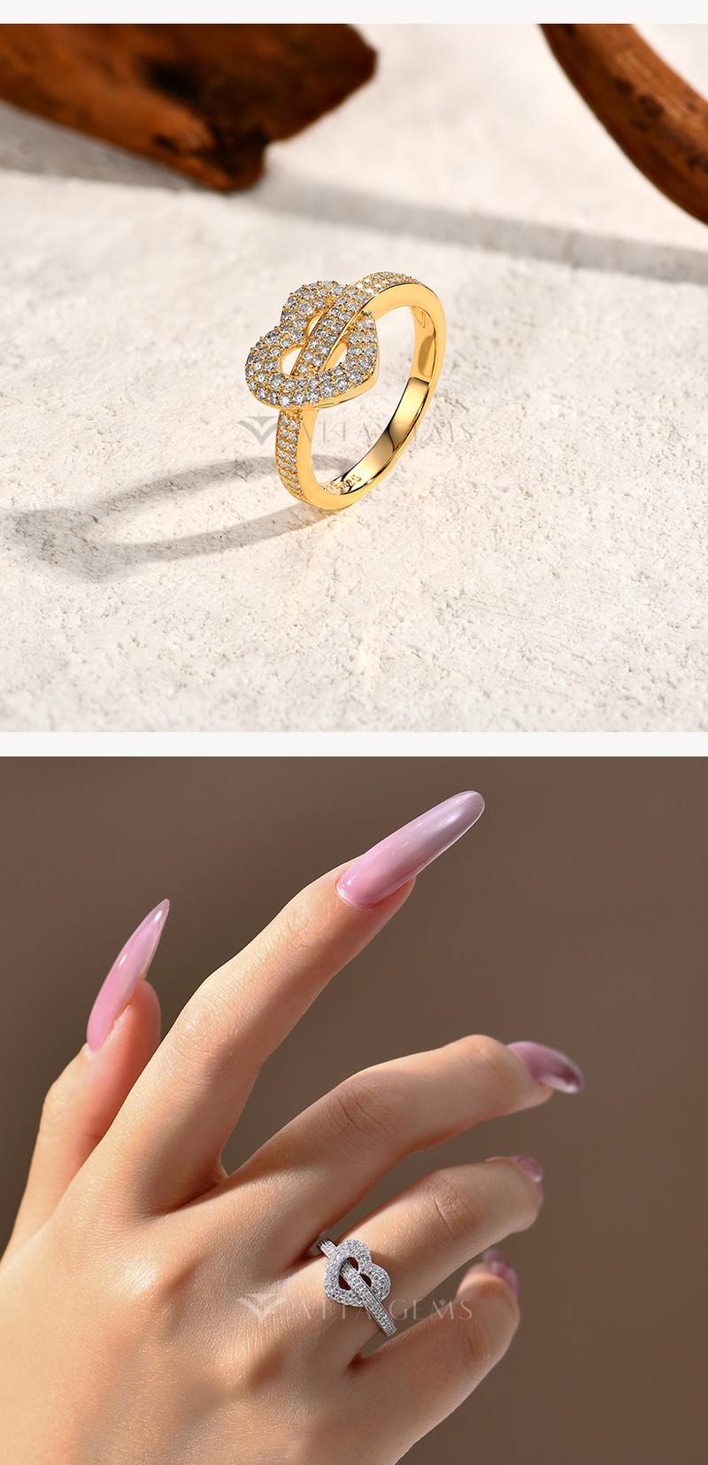 Heart Design Lab-Created Moissantie Ring for Women Fine Jewelry Shining Daily wear Mother's Day Gift R254