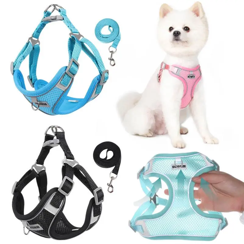 Dog Harness Vest & Leash Set, Pet Supplies for Small-Medium Dogs, Puppy Chest Strap for Chihuahua, Bulldog Walking Use, Harness Set