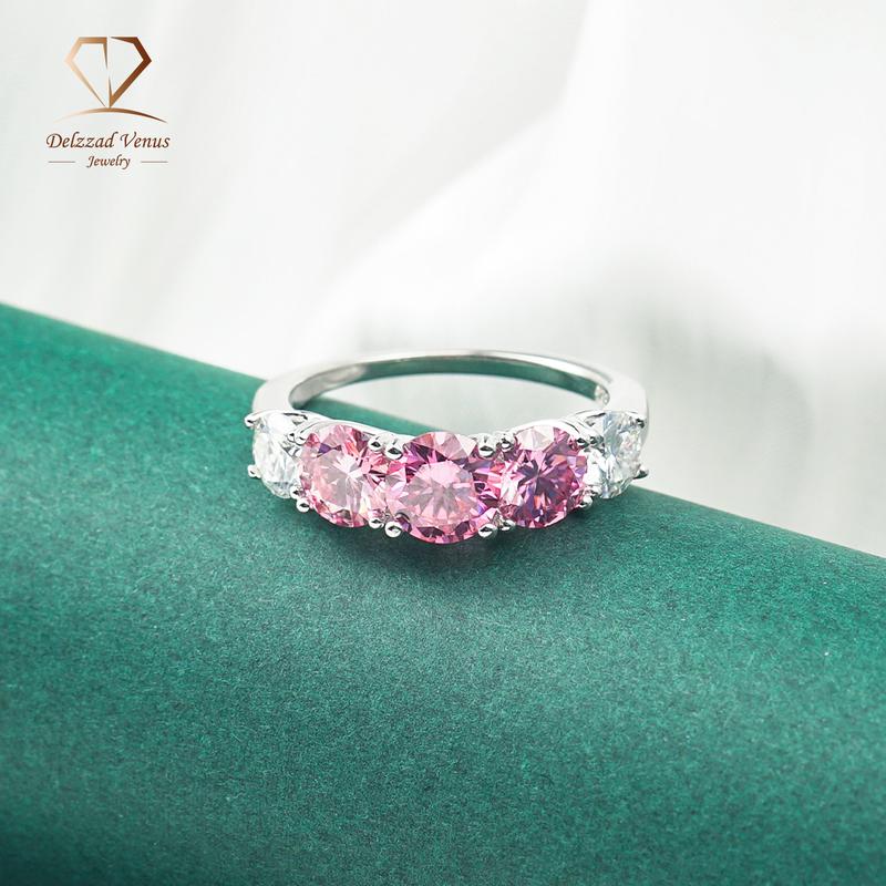 Delzzad 2ct S925 Heart Cut VVS Synthetic Moissanite Sparkling Love Promise/Tiara/Cluster Roses Ring Wedding Anniversary Valentine's Day Gift For Women