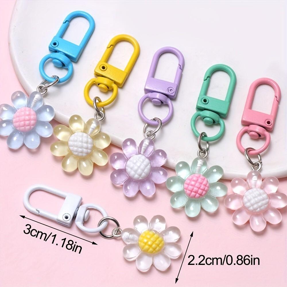 10-Pack Floral Resin Keychains, Elegant Flower Design, Durable Resin Material, Perfect for Gifts & Daily Use, Stylish Accessory