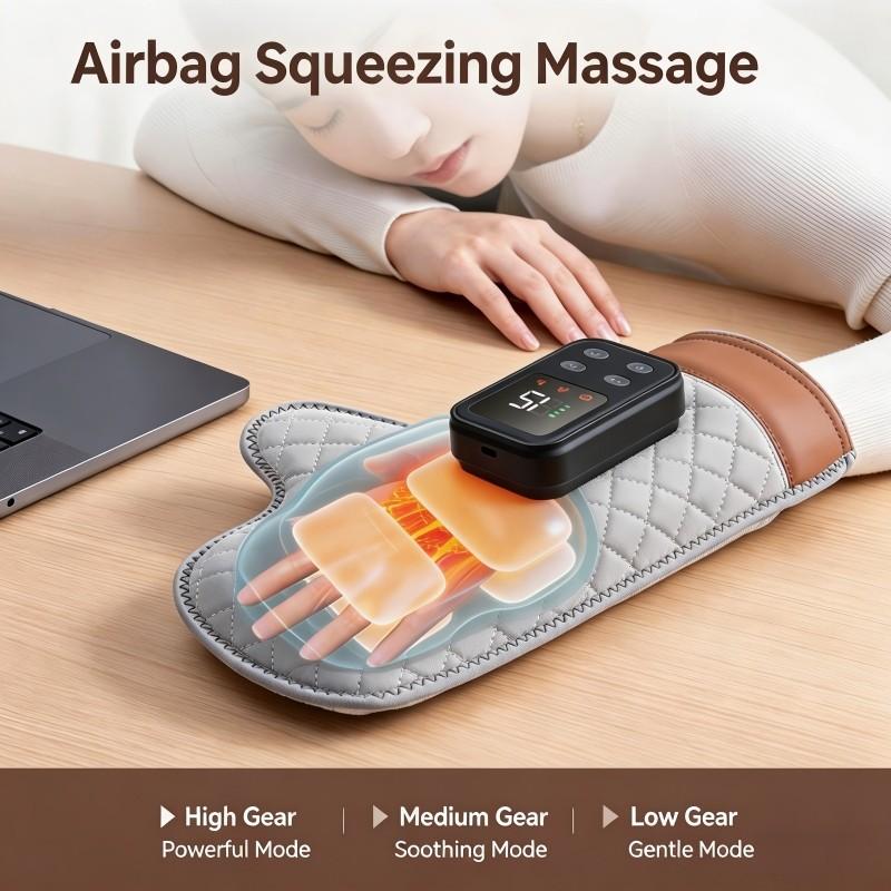 Rechargeable Portable Hand Massager, Combines Air Pressure, Heat Therapy, and Vibration, Electric Vibrating Massage Device for Finger Joints, Home Use