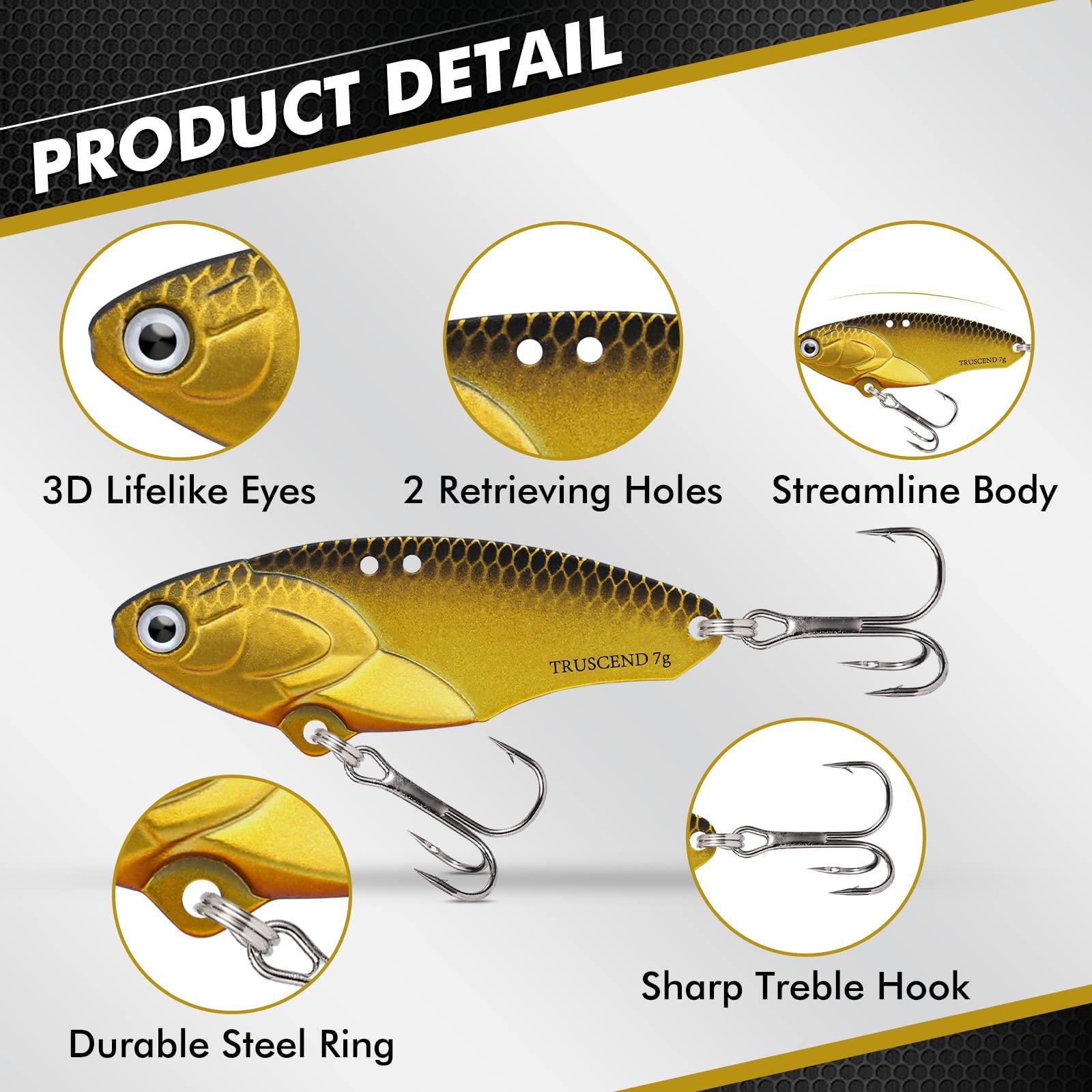TRUSCEND Easy Catch Fishing Lures with Vibrating Swimming Flashing and Jigging Action Ultimate Search Bait for All Fish Species Amazing Ice Fishing Jig Spinners with BKK Hook Long Cast Spinner Bait