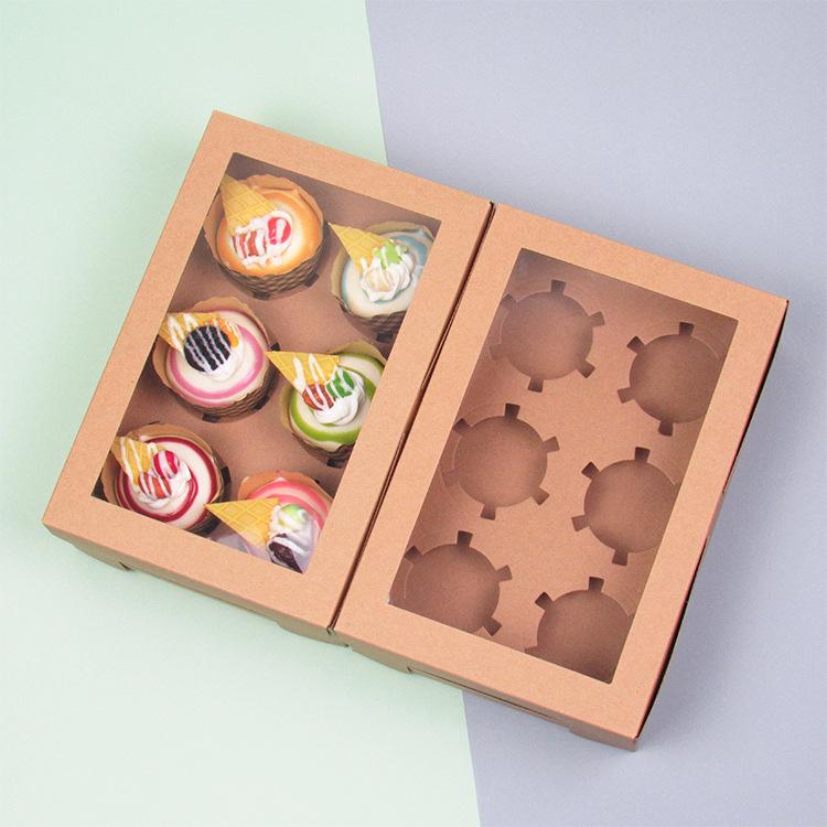 20/15/10/5/1pcs 4/6 Pack Clear Window Muffin Boxes, Kraft Paper Cupcake Containers for Bakery Desserts.needoh.paper plates